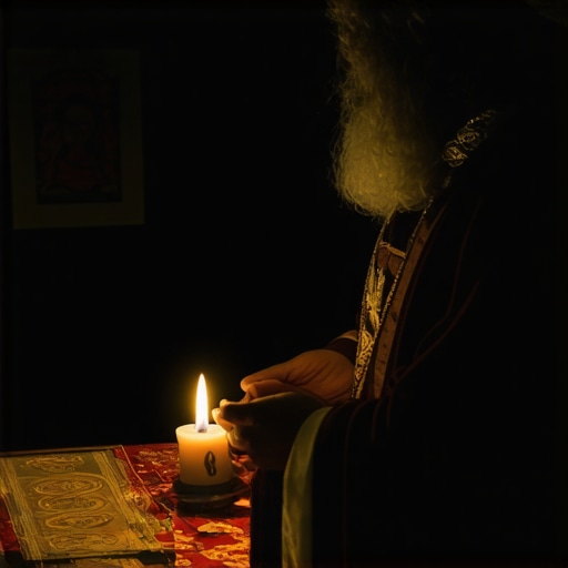 Priest blessing a room during a spiritual cleansing ritual in Virginia