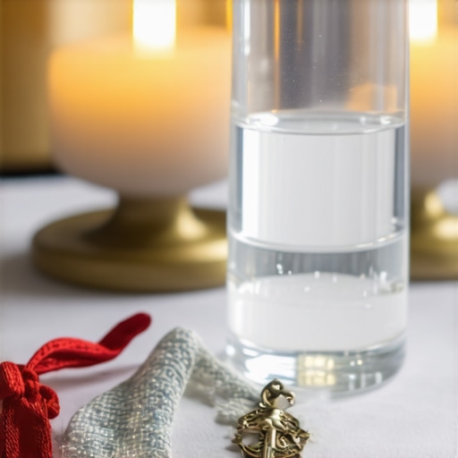 Spiritual Tools for Holy Protection in Virginia A Catholic blessed medal and holy water for spiritual protection laid out on a prayer table.