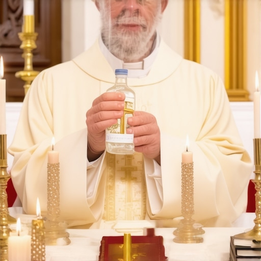 A priest preparing holy water and prayer tools for exorcism in Virginia.