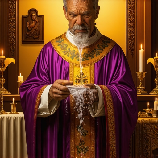 A priest blessing a Virginia home with holy water to ward off spiritual disturbances.