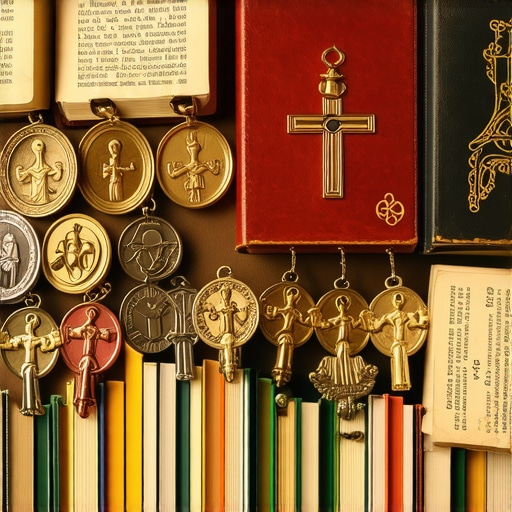 Catholic Sacramentals for Spiritual Defense Sacred medals, holy water, and prayer books used in Catholic exorcism and spiritual protection