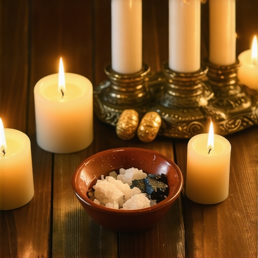 A ritual kit including holy water, blessed salt, relics, and candles used in exorcisms in Virginia and DC