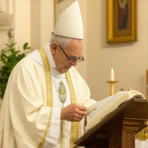 Catholic priest performing exorcism ceremony