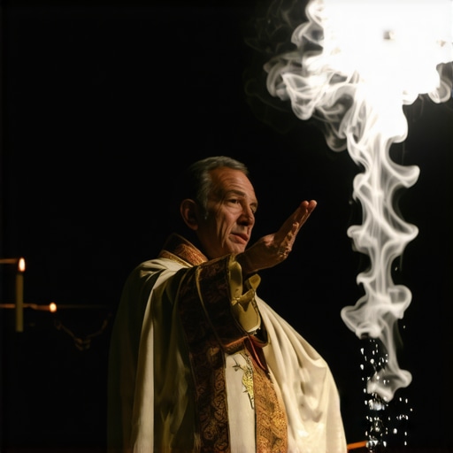 Catholic priest blessing a person during an exorcism