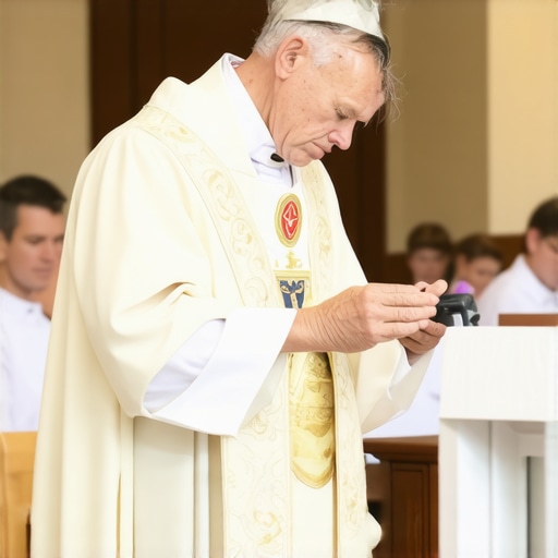 Catholic priest conducting an exorcism in Virginia church setting