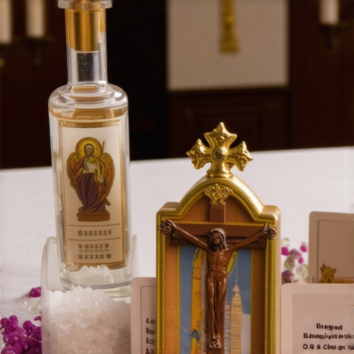 A priest's ritual setup with sacred items for spiritual cleansing.
