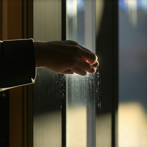 A person sprinkling blessed salt around a doorway as part of spiritual protection rituals.