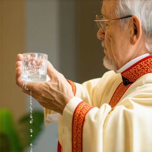 Home Blessing with Holy Water Priest blessing a house door with Holy Water for spiritual protection