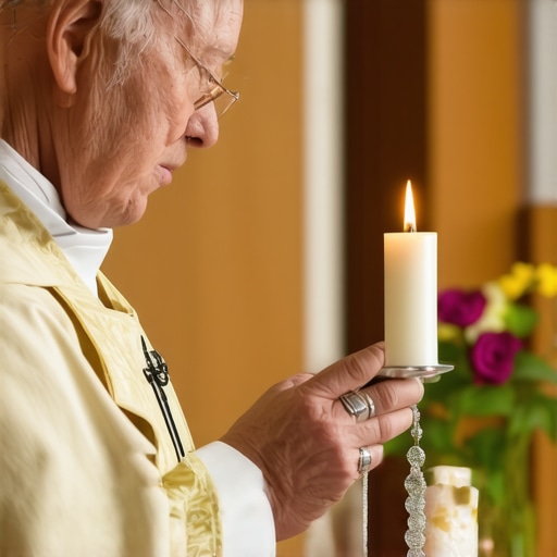 Catholic priest blessing a Virginia home with holy water during a spiritual cleansing ritual.