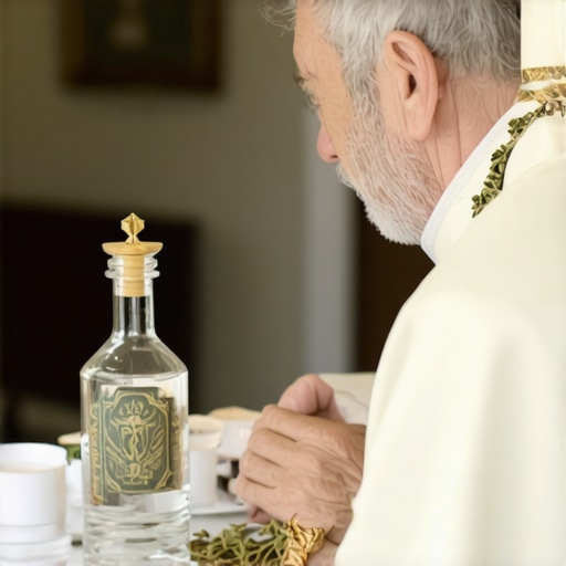 Priest blessing objects in a Virginia residence to maintain spiritual protection.