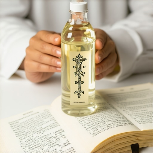 Image of a person using holy water and prayer book for spiritual protection.