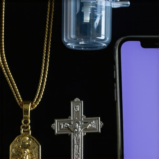 Collection of sacramentals and digital prayer tools used in demon removal.