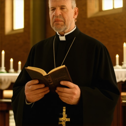 A mandated Catholic priest preparing for a deliverance ritual in a Virginia chapel.