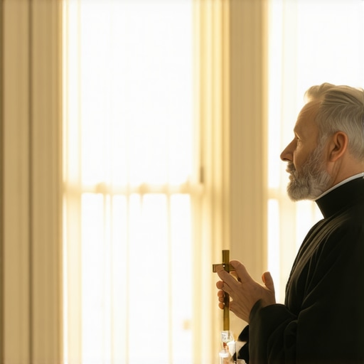 Catholic priest conducting a spiritual cleansing in a historic Washington DC residence.