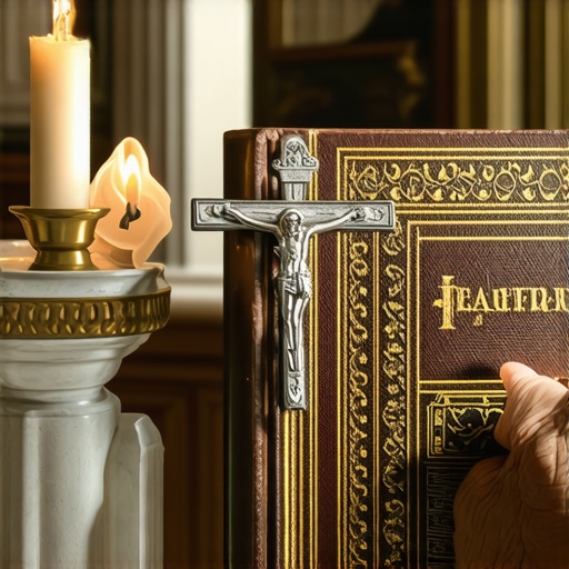 Catholic Priest Performing Official Exorcism Ritual Priest holding a crucifix and ritual book for a house blessing in Washington DC