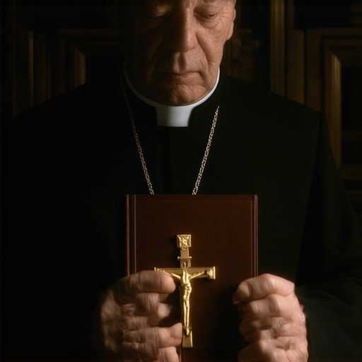 A Catholic priest preparing a case file for a spiritual investigation in DC