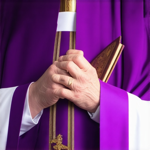 A Catholic priest holding a stole and prayer book for a deliverance ritual in Virginia.