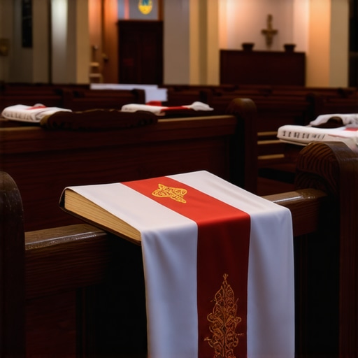 A priest's stole and prayer book in a Virginia Catholic church representing the official path to deliverance.