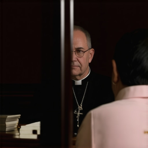 A priest and a parishioner discussing spiritual deliverance in a Virginia rectory