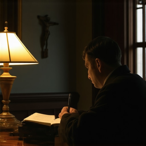 A person writing in a journal to document unexplained spiritual events in a historic Washington DC home.