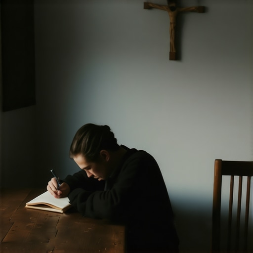 A person documenting unexplained activity in a journal for a spiritual investigation in Virginia.