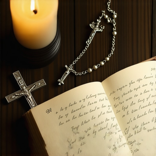 A journal and crucifix used for documenting spiritual activity for an exorcism request.