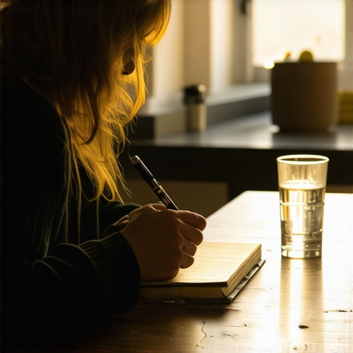 A person recording observations of spiritual disturbances in a journal for an official investigation.