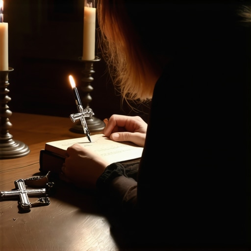 A person writing in a spiritual journal to document experiences for a deliverance inquiry.