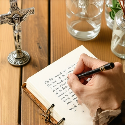 A journal and crucifix used for documenting spiritual warfare in a Virginia home.