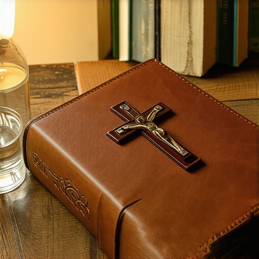 A leather journal and crucifix used for documenting spiritual infestation signs.
