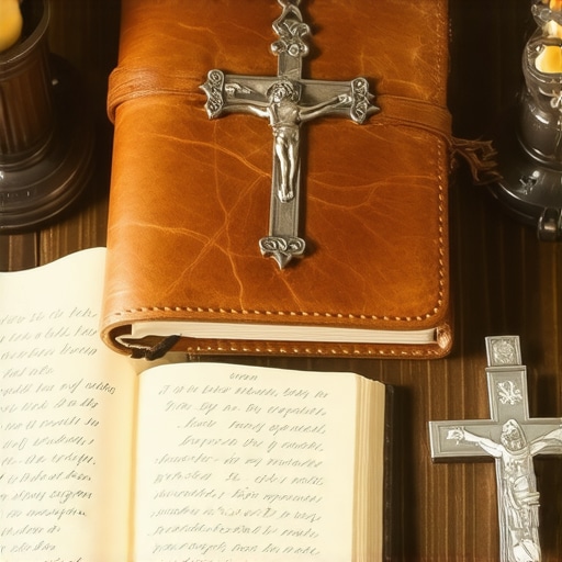 A journal and crucifix used to document signs of spiritual warfare for a Catholic priest investigation.
