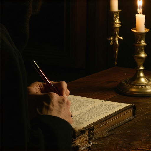 A detailed logbook being used to record spiritual disturbances for a formal investigation.