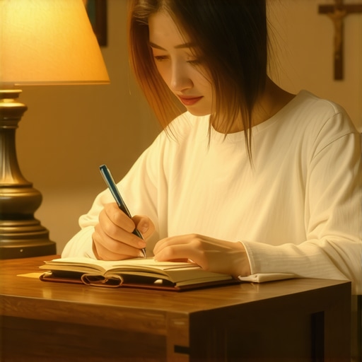 A person recording observations in a journal for a spiritual deliverance process.