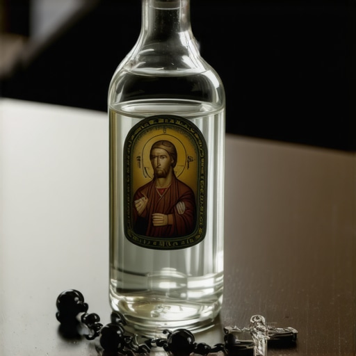 Holy water, rosary, and Saint Benedict medal used for spiritual protection in Virginia homes.