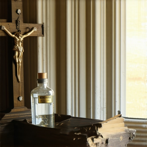 A small Catholic prayer corner in a DC home featuring a cross and holy water.