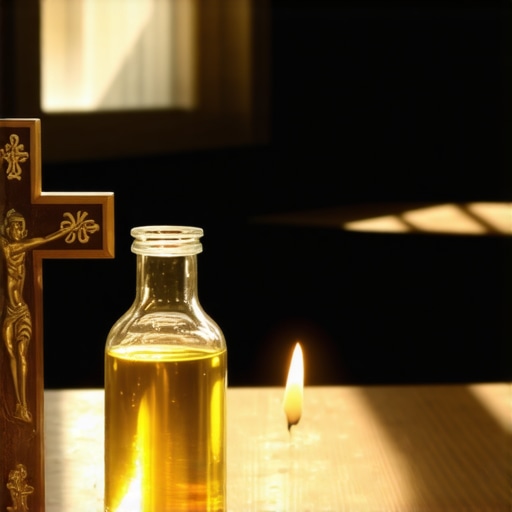 Benedictine cross and holy water for spiritual maintenance in Virginia.