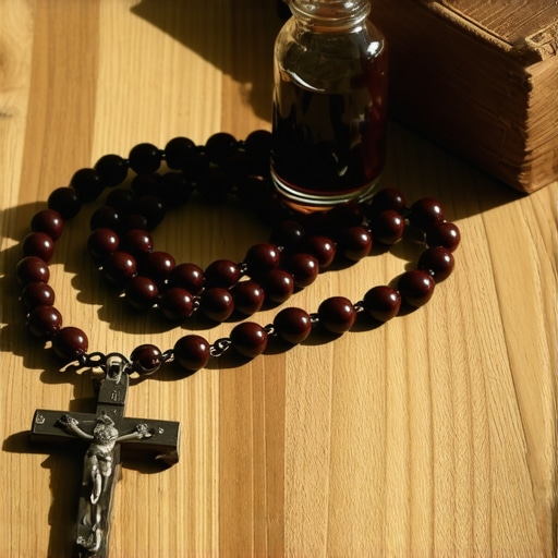 Rosary and holy water for spiritual protection