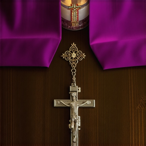 Essential tools for official Catholic deliverance Priest's stole and crucifix used in spiritual deliverance rituals