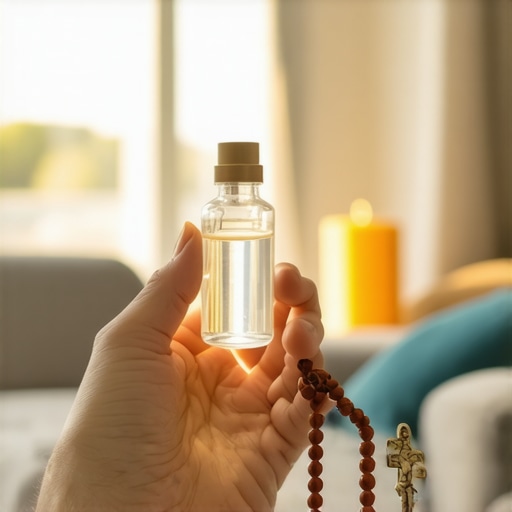 Blessed holy water and rosary for home protection