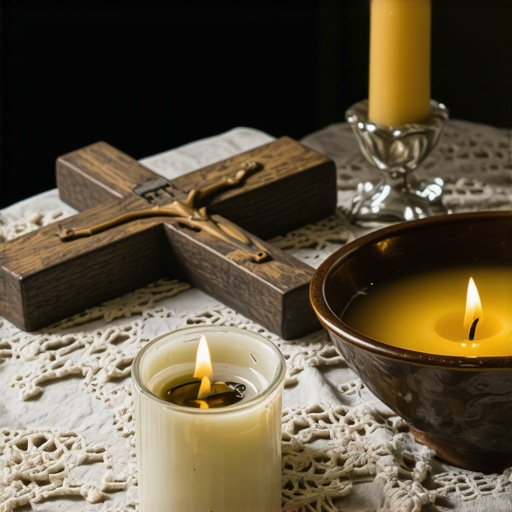 A small Catholic home altar set up for spiritual protection and daily prayer.