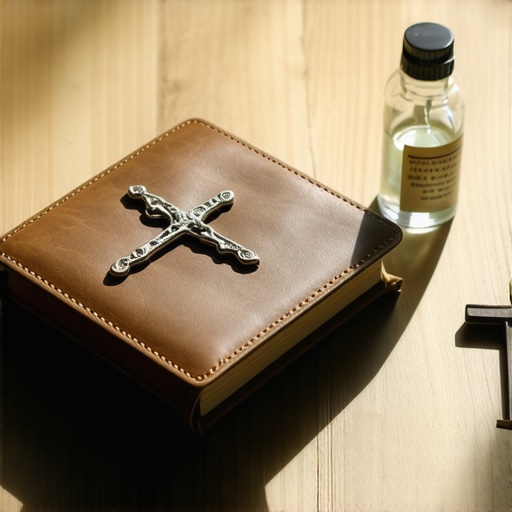 A journal and crucifix used for spiritual discernment and documentation.