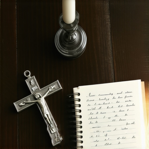 Journaling spiritual activity for official exorcism evaluation A journal and crucifix used for documenting spiritual activity in Virginia
