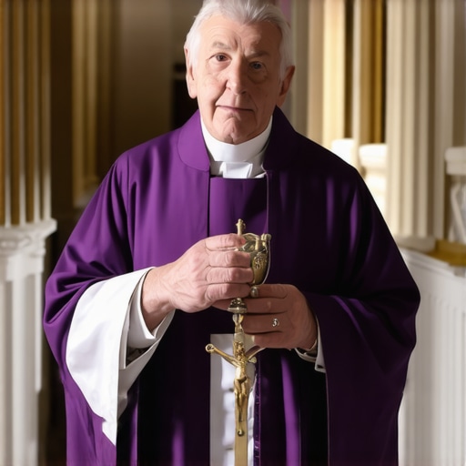 A Catholic priest performing a spiritual deliverance ritual in a historic home.