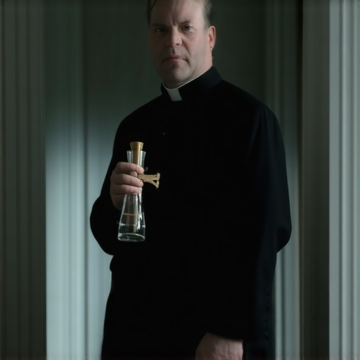 Catholic priest preparing for an exorcism in a Washington DC home.