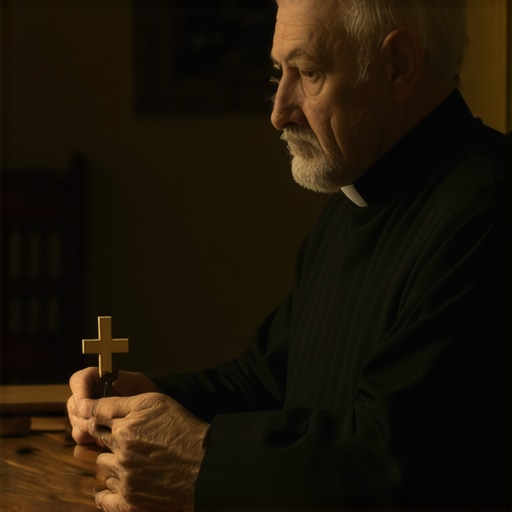 A Catholic priest conducting a spiritual assessment at a residence