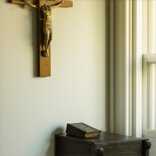 A crucifix and Bible in a Virginia home prepared for spiritual protection.
