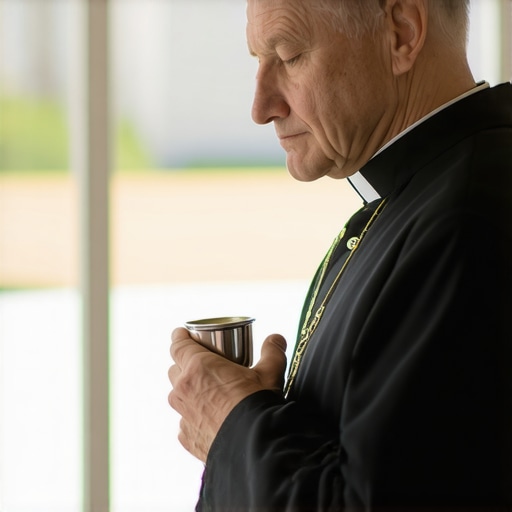 A Catholic priest performing a house blessing ritual in a Virginia residence