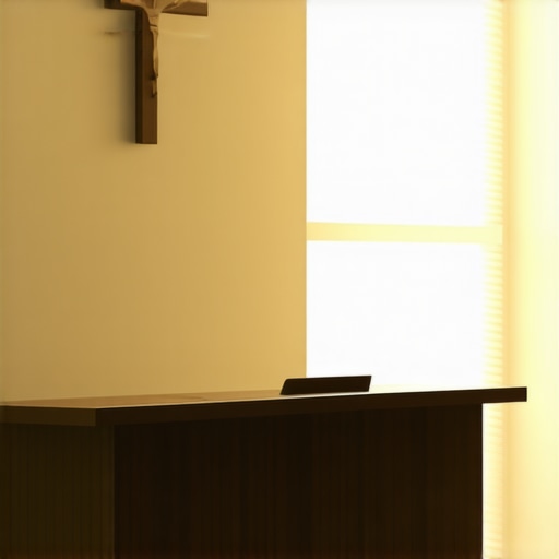Professional Diocesan Spiritual Evaluation Office A quiet parish office where a priest conducts spiritual and pastoral evaluations