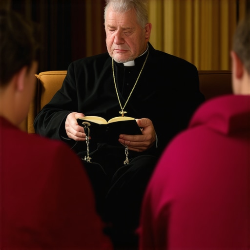 A Catholic priest conducting a spiritual consultation for deliverance and exorcism in a Virginia home.