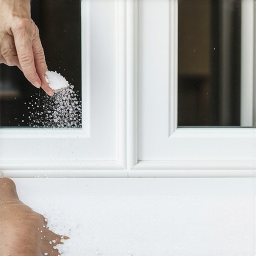 Close-up of a hand applying blessed salt for spiritual protection in a historic home.